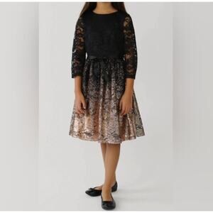 New BLUSH BY US ANGELS Girls Lace Gold Ombre Dress Size 10